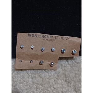 IRON ORCHID Stud Earrings, Set of 5